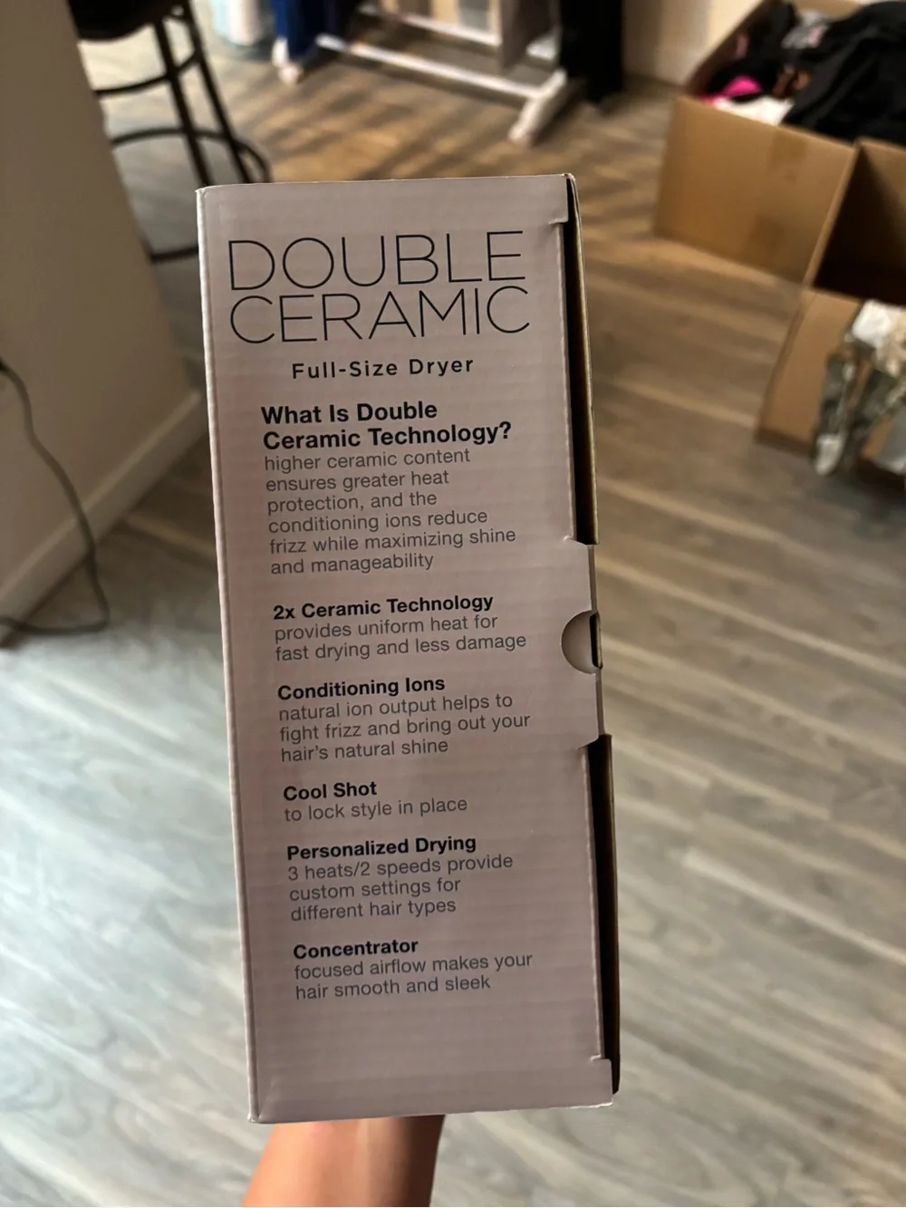 Double Ceramic Full-Size Hair Dryer - White